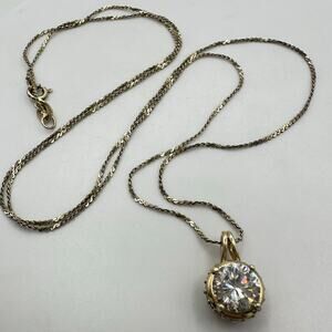 Ross Simons vintage 925 sterling silver gold vermeil CZ Danecraft 23.5” necklace